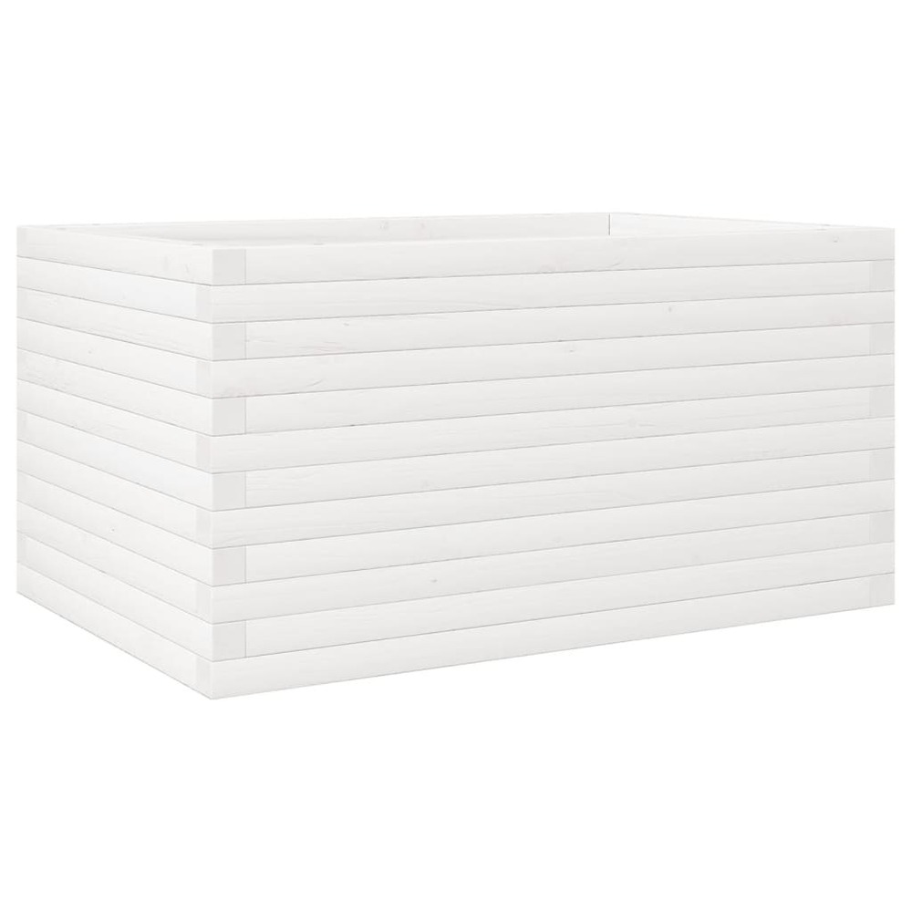 Jardinière blanc 90x60x46 cm bois de pin massif