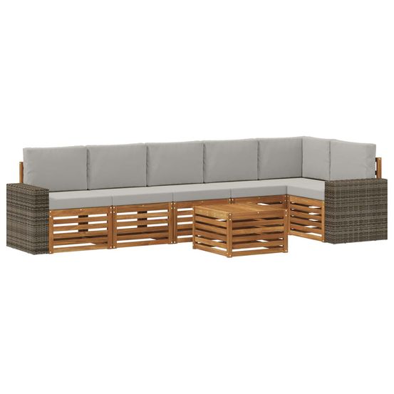 Ensemble de canapés d'extérieur 7 pc naturel et gris clair