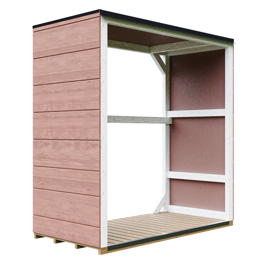 Abri à bûches extérieur 1,14 m² - 75 x 153 x h159 cm - timbela m980-1-redwood red