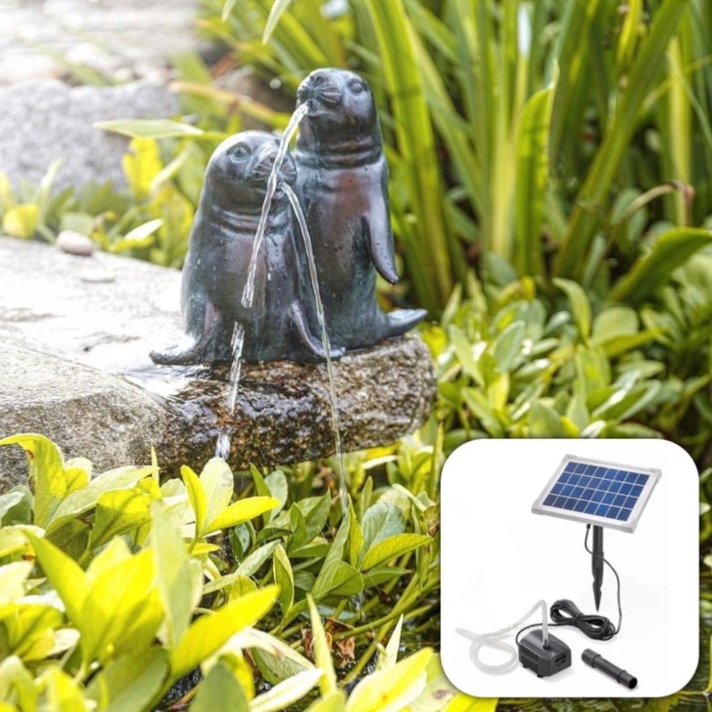 Fontaine solaire duo de phoque paul & paula 380 l/h