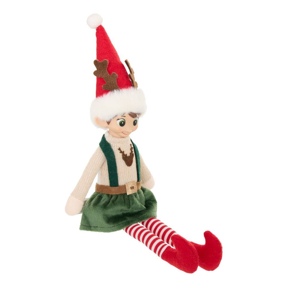 Peluche lutin saperli et popette vert h. 40 cm