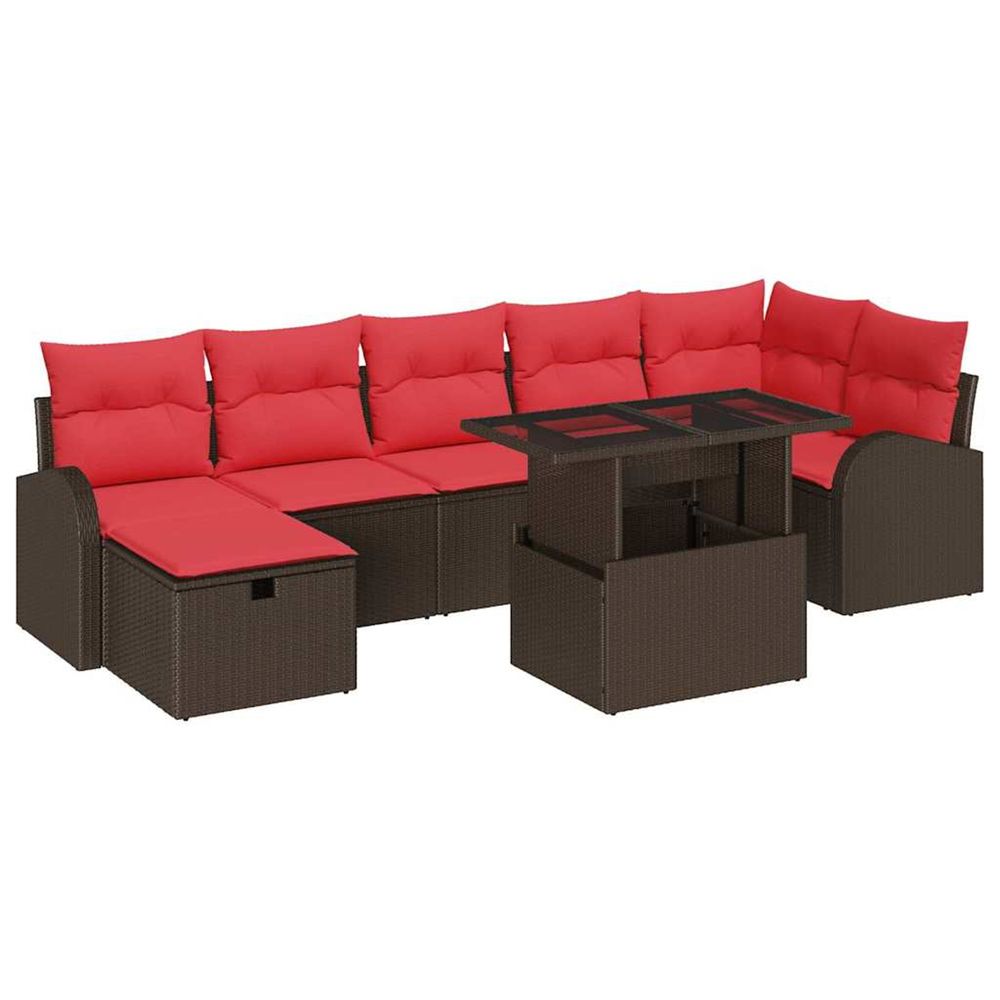 Ensemble de canapé de jardin 8 pc marron polyrotin