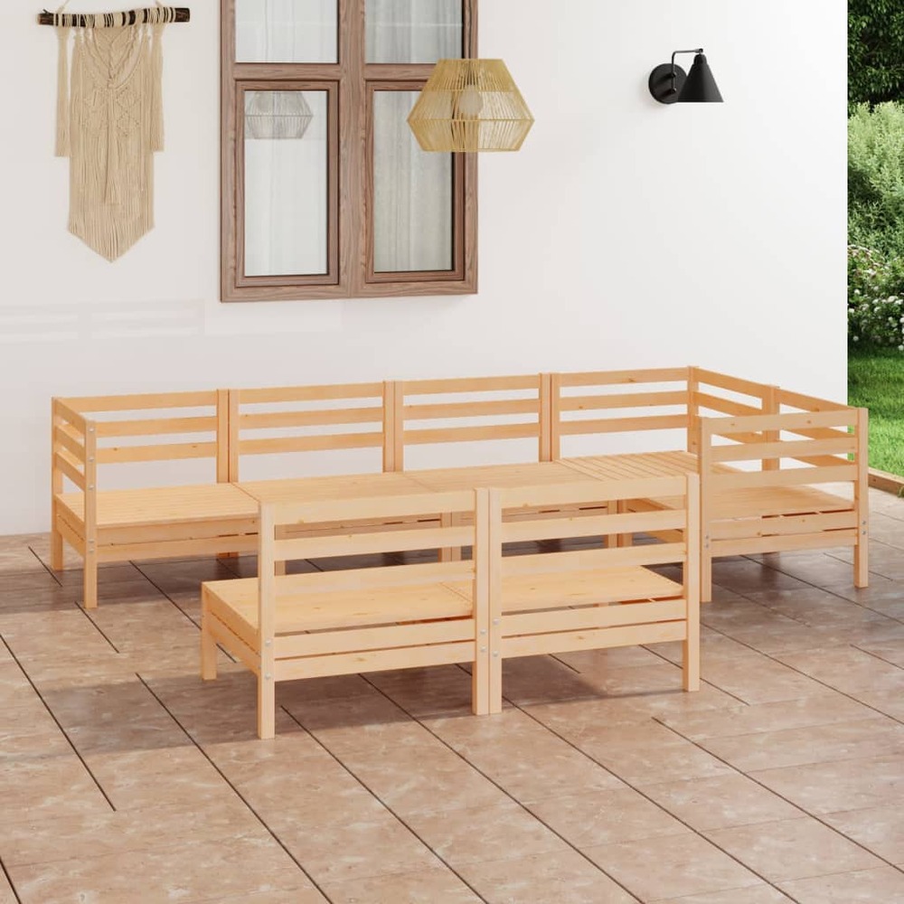 Salon de jardin 7 pcs bois de pin massif