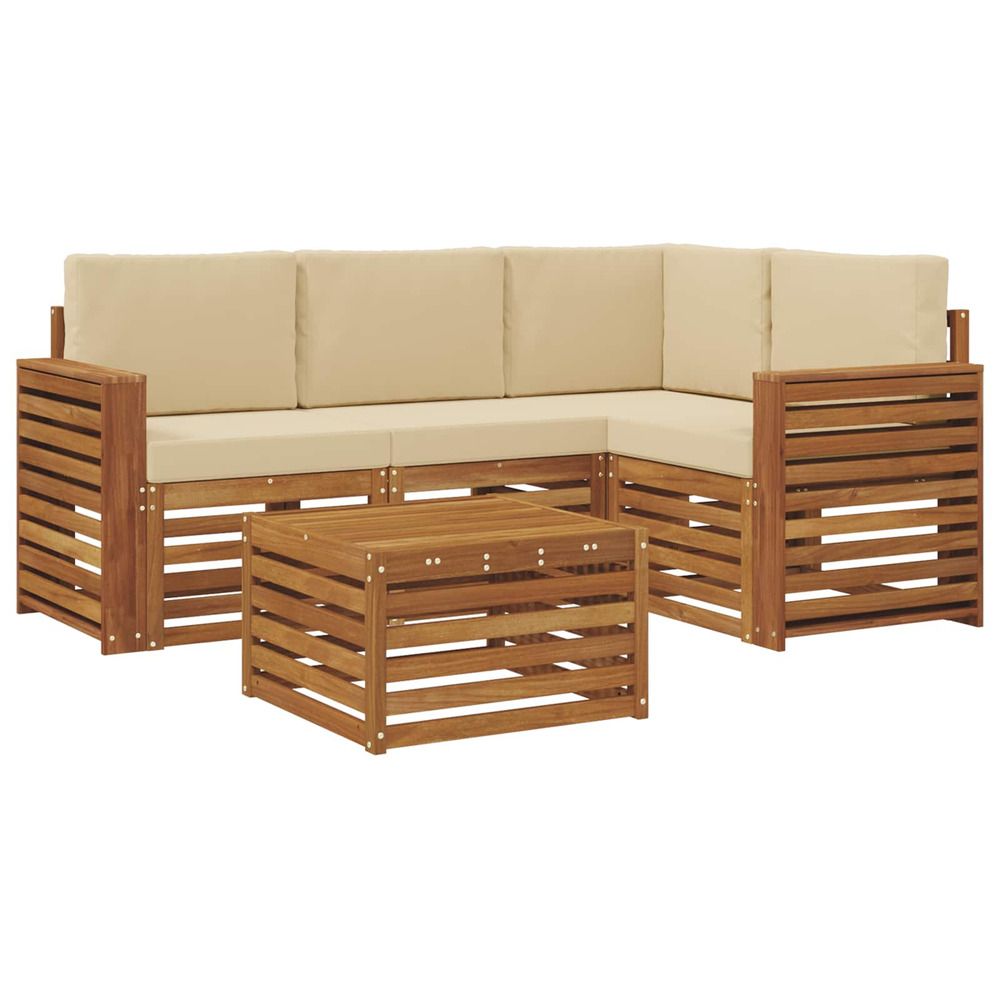 Ensemble de canapés d'extérieur 5 pc naturel et beige polyester