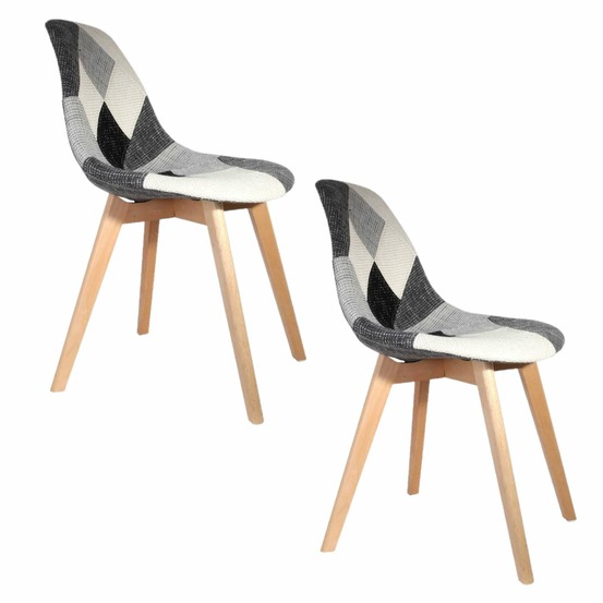 2 chaises design scandinave patchwork