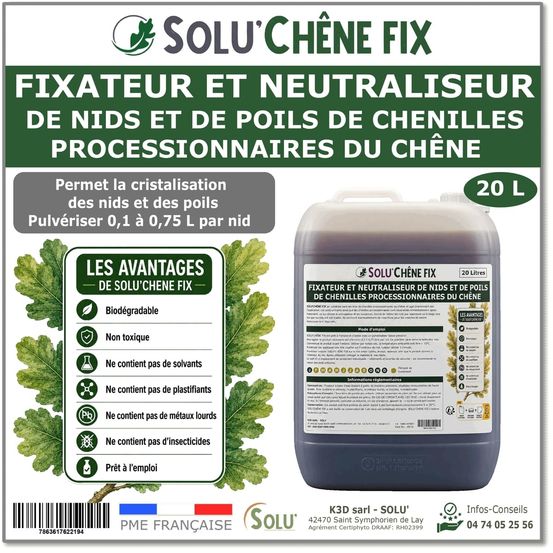 Solu’chêne fix – Traitement biologique contre les nids de chenilles processionnaires du chêne - Bidon de 20L