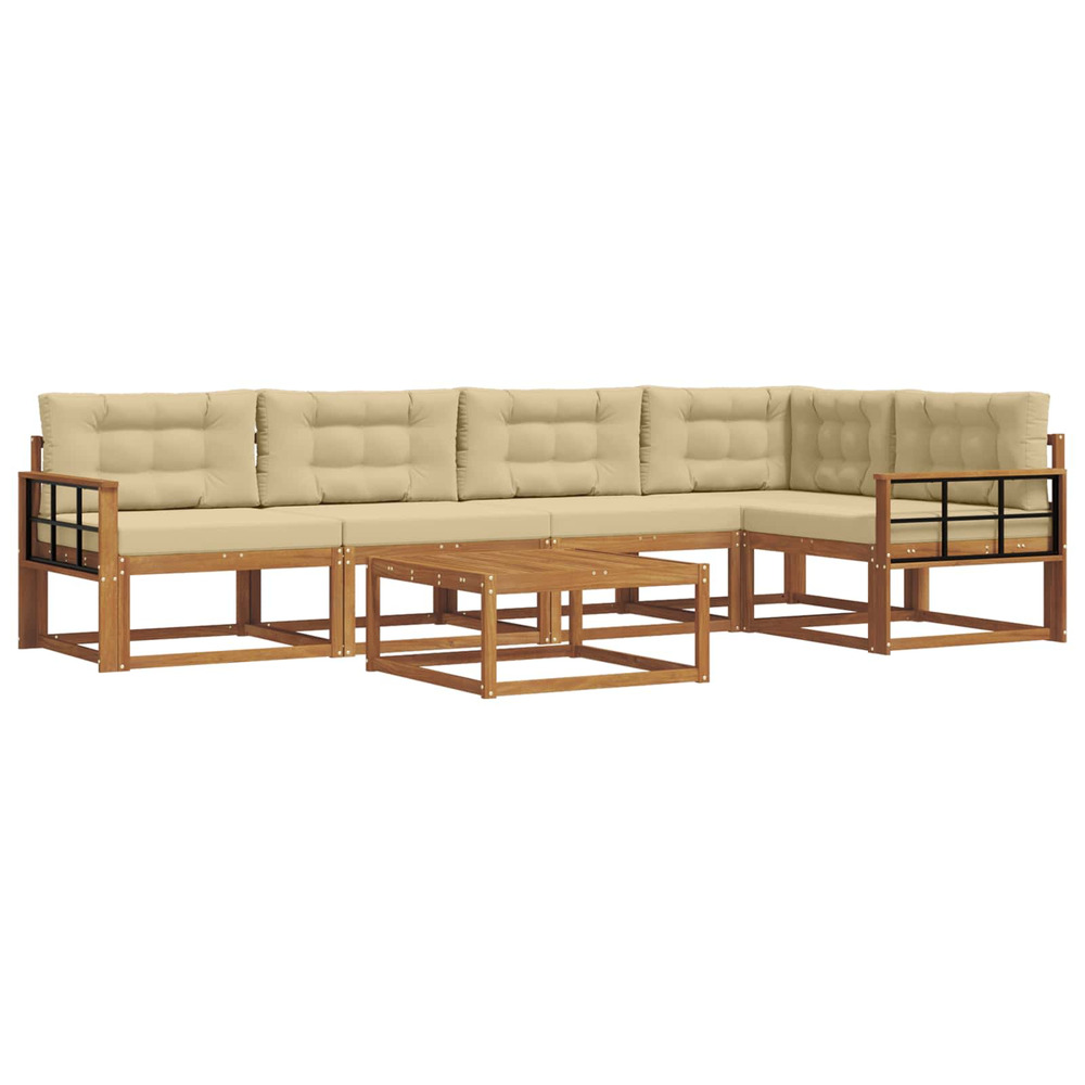 Ensemble de canapés d'extérieur 6 pcs naturel et beige