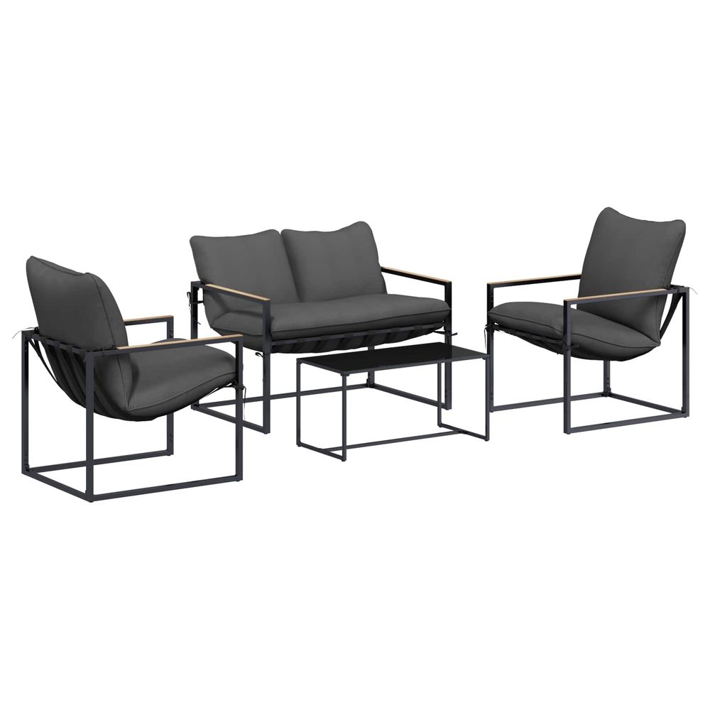 Ensemble de canapé de jardin 4 pc noir et anthracite acier