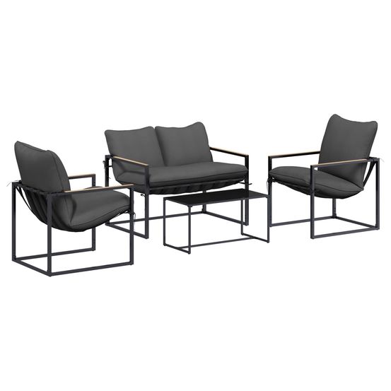 Ensemble de canapé de jardin 4 pc noir et anthracite acier