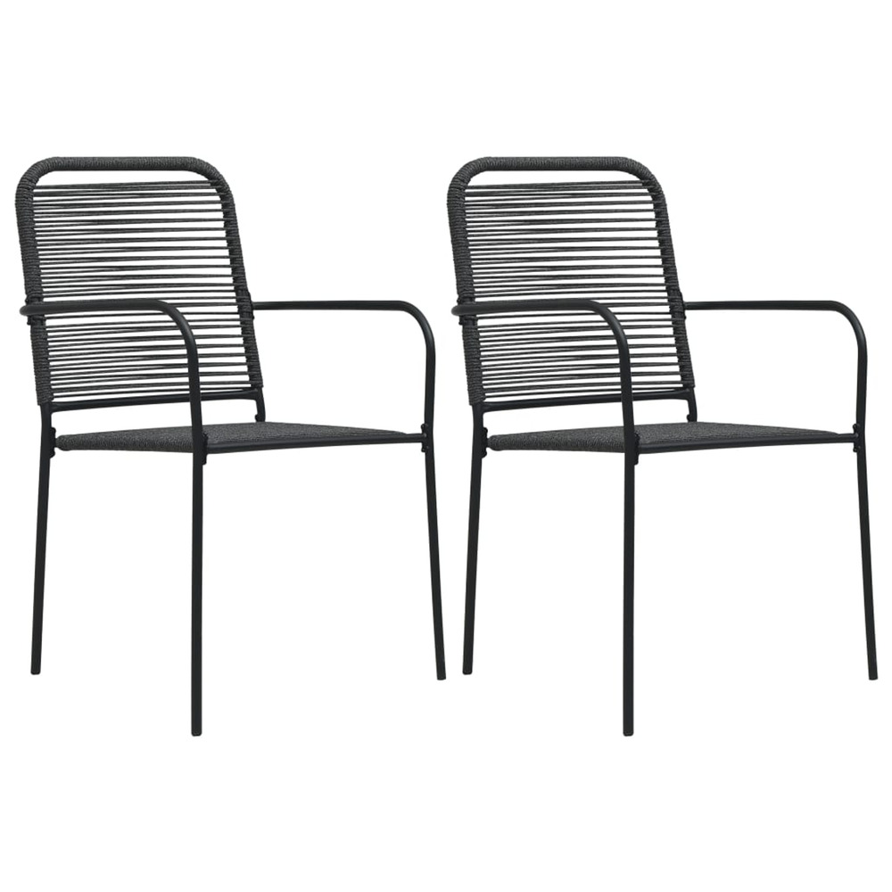 Chaises de jardin lot de 2 corde en coton et acier noir