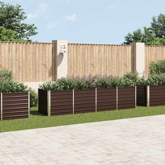 Carré potager surélevé xxl acier galvanisé pour potager marron 320x80x77 cm