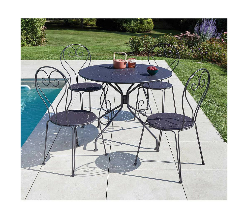 Ensemble table et chaises de jardin - 4 places - anthracite - casablanca