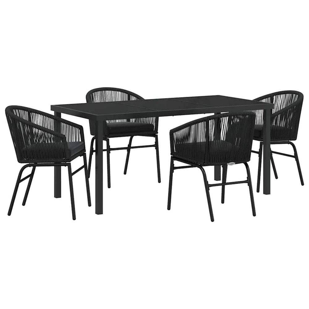 Ensemble de salle à manger pour jardin 5 pcs noir