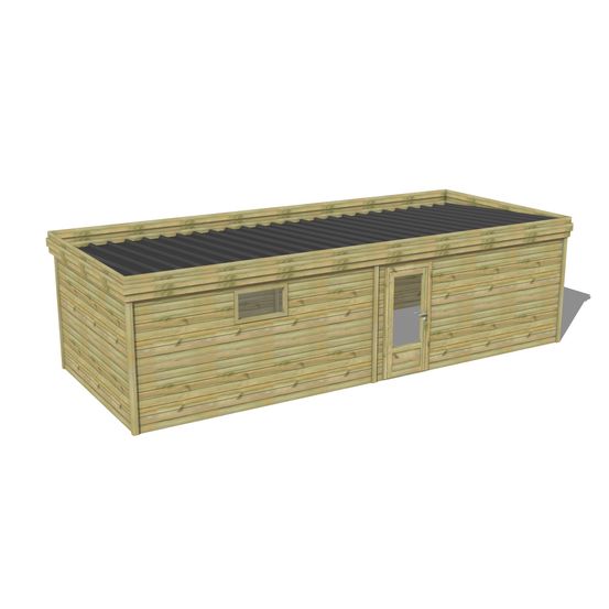 Abri de jardin bois pin traité autoclave 27mm - 8,595x3,44m / 30m2 - bac acier - abri français