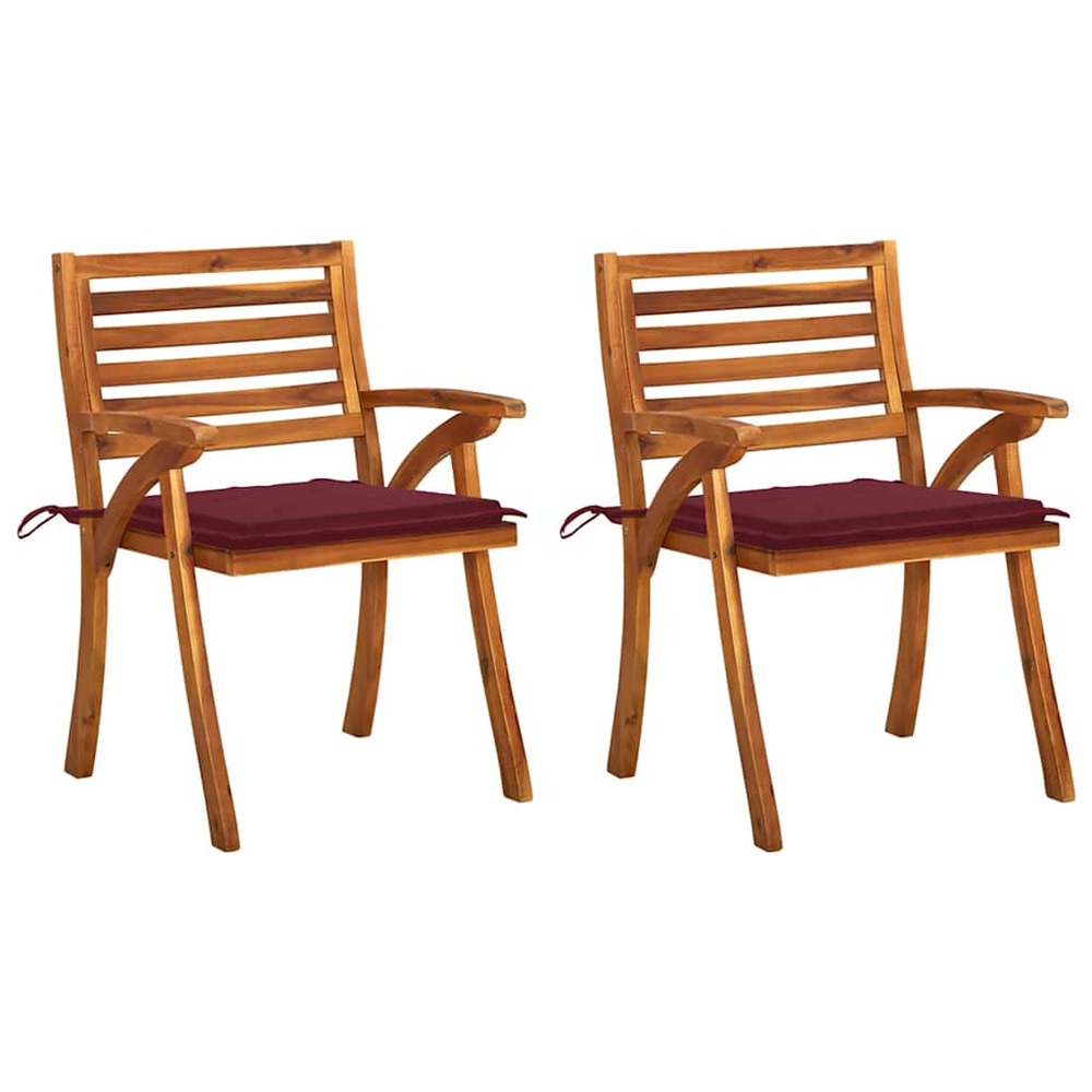 Chaises à manger de jardin avec coussins lot de 2 acacia massif