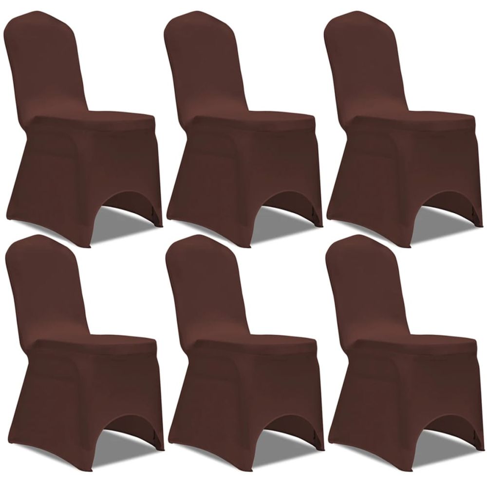 Housse de chaise extensible 6 pcs marron