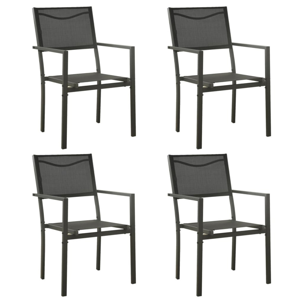 Chaises de jardin lot de 4 textilène et acier noir anthracite