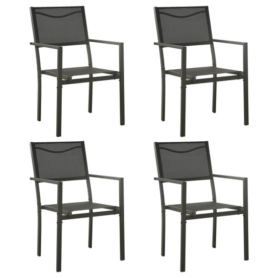 Chaises de jardin lot de 4 textilène et acier noir anthracite