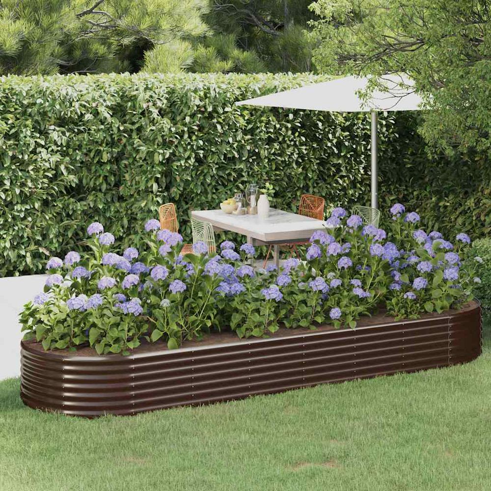 Carré potager acier galvanisé ovale pour jardin potager marron 322cm