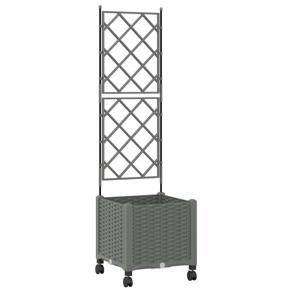 Bac de jardin avec treillis et roues gris clair pp