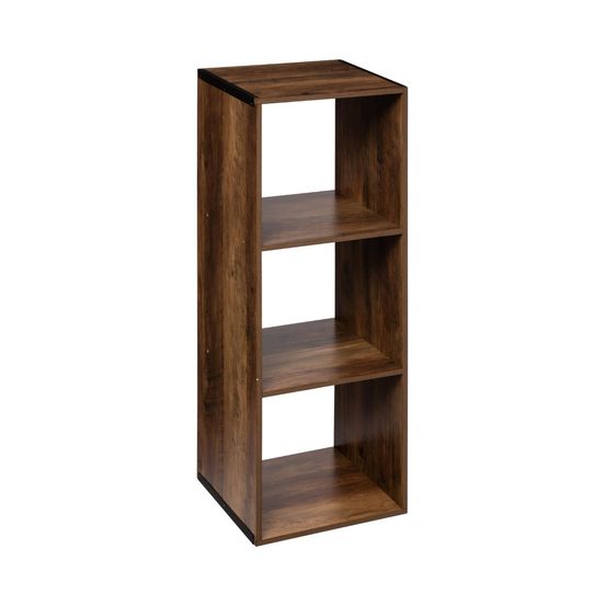 Meuble étagère 3 cases de rangement effet bois foncé style industriel h 100.5 cm