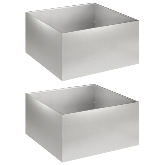 Cache-pot de jardin 2 pc argenté 60 x 60 x 30 cm