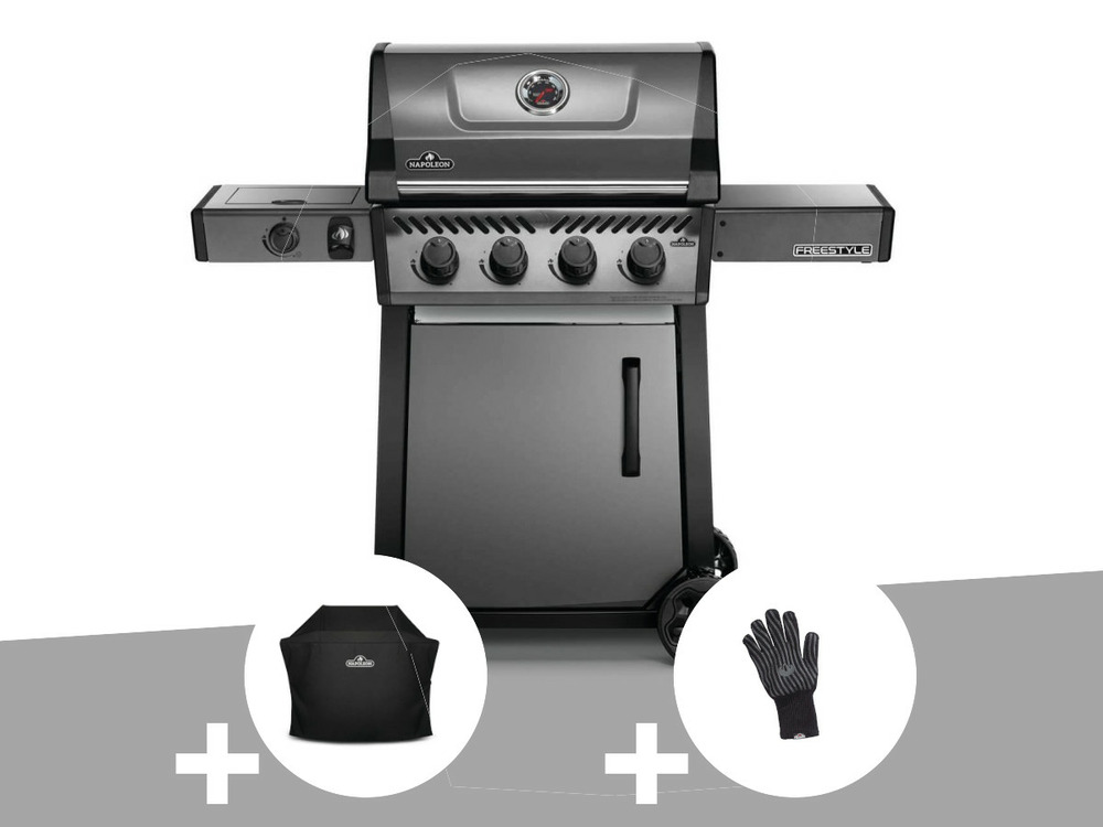 Barbecue à gaz freestyle f425sib - 4 brûleurs + sizzle zone + housse de protecti