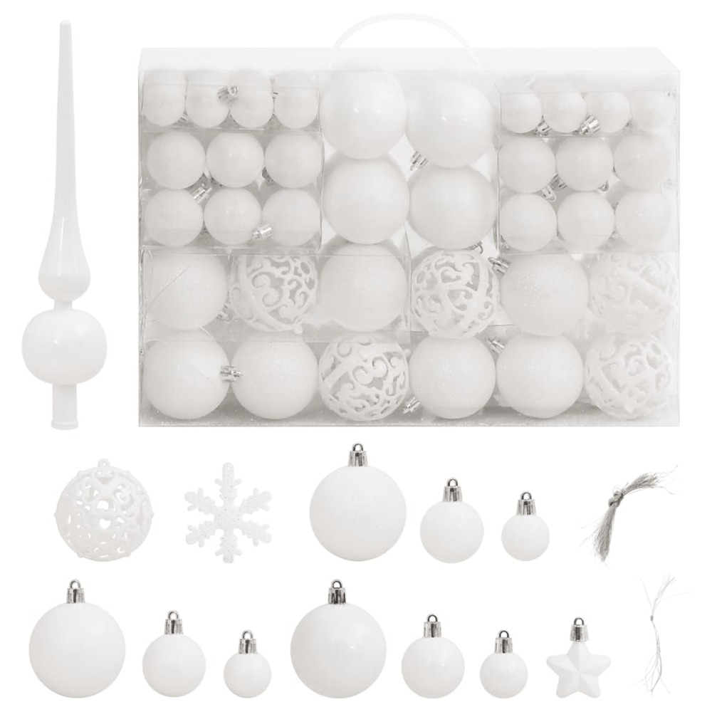 Ensemble de boules de noël 111 pièces blanc polystyrène