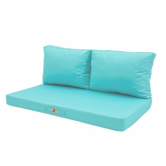 Coussins pour salon de jardin déhoussable 100x50cm bleu caraïbes