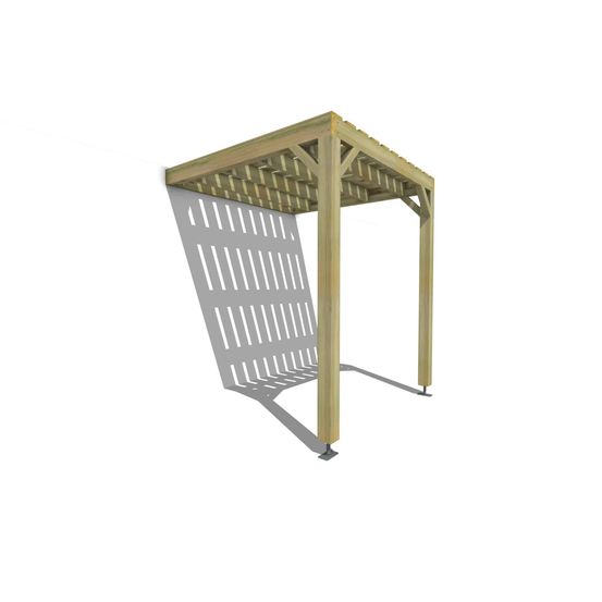 Pergola bois • 2m x 2m • adossée • sens largeur • platelage bois • livraison comprise