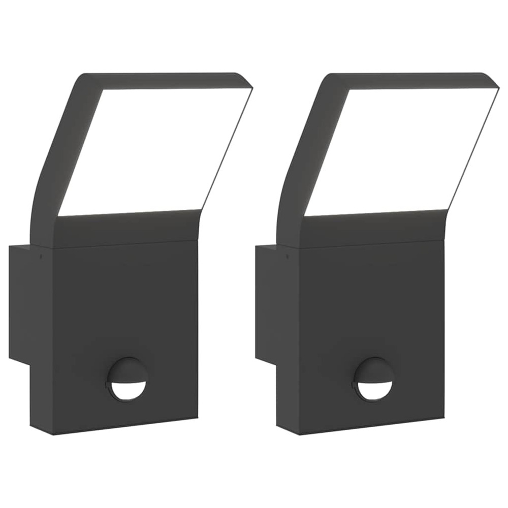 Appliques murales led d'extérieur avec capteurs 2 pcs noir