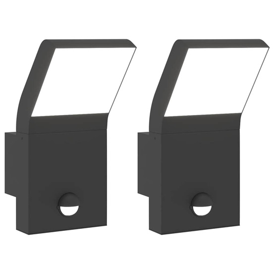 Appliques murales led d'extérieur avec capteurs 2 pcs noir