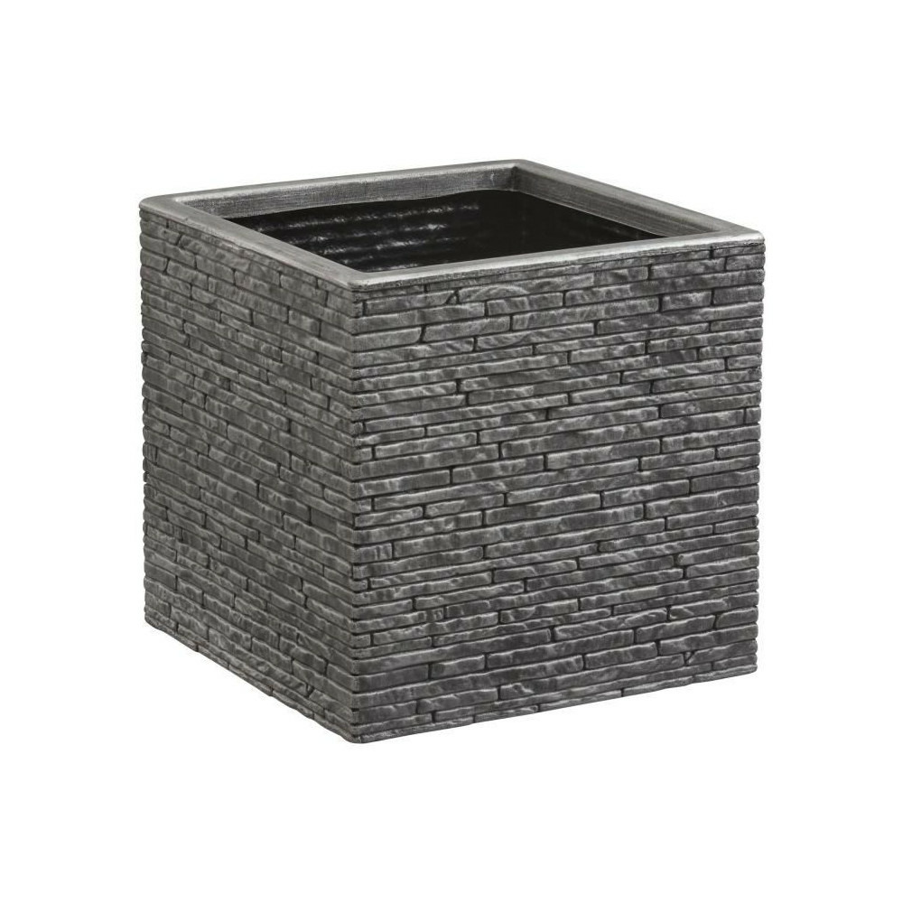 Pot de fleur - strata - l - carré - slate - 38cm sq x 39cm h - couleur etain