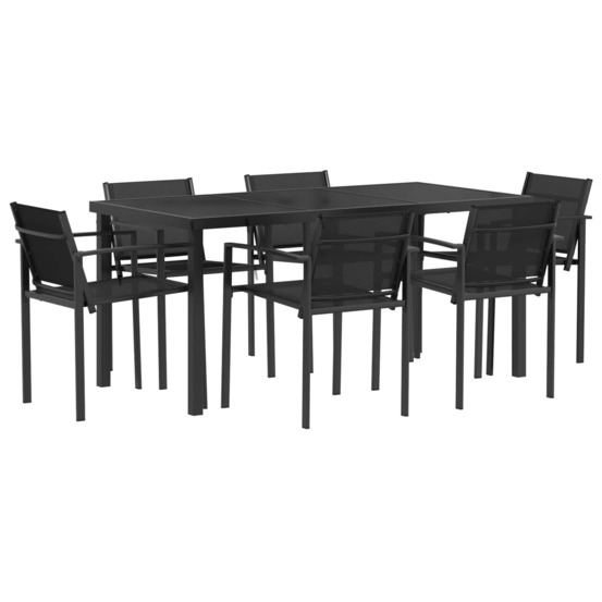 Ensemble de meubles d'extérieur 7 pcs noir et anthracite