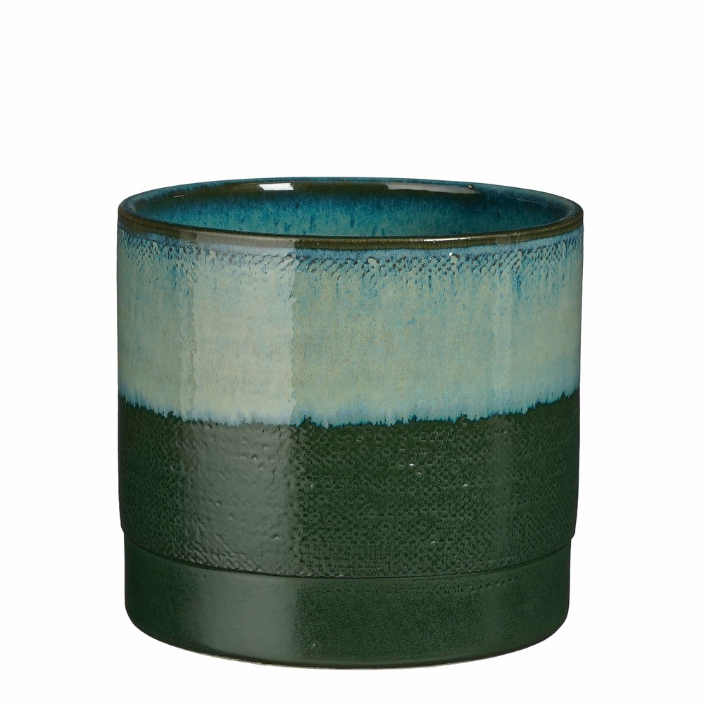 Mica decorations - cache-pot en terre cuite vert foncé d22