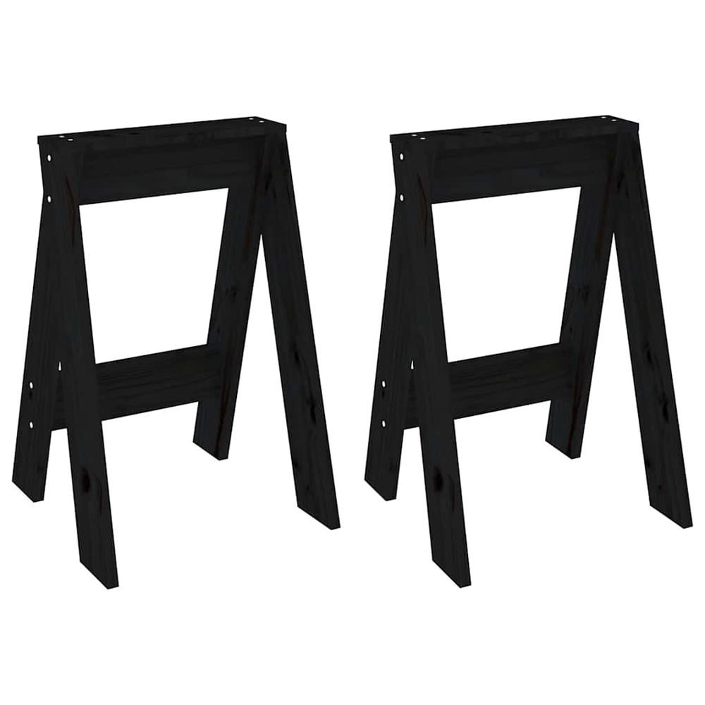 Tabourets lot de 2 noir 40x40x60 cm bois massif de pin