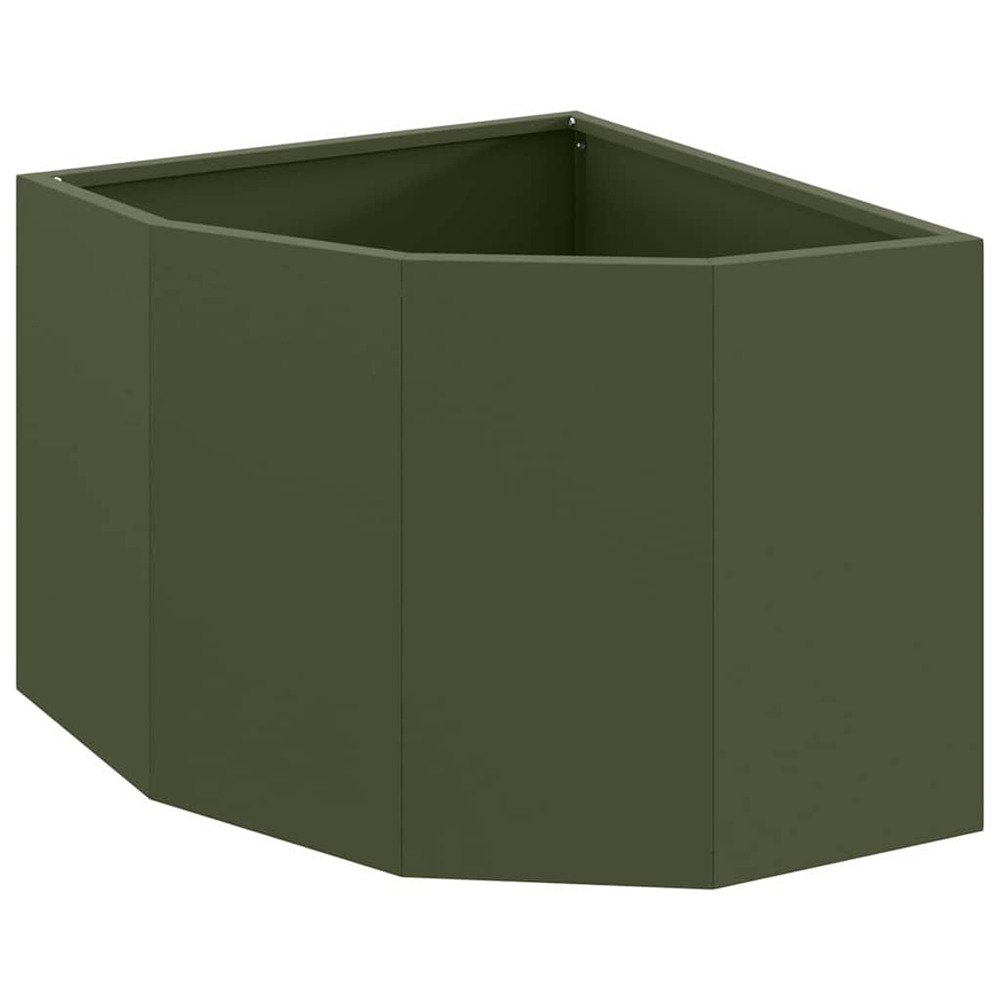 Jardinière d'extérieur d'angle vert olive 45 x 45 x 35 cm acier