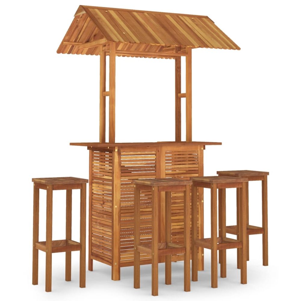 Ensemble de bar de jardin 5 pcs bois d'acacia solide