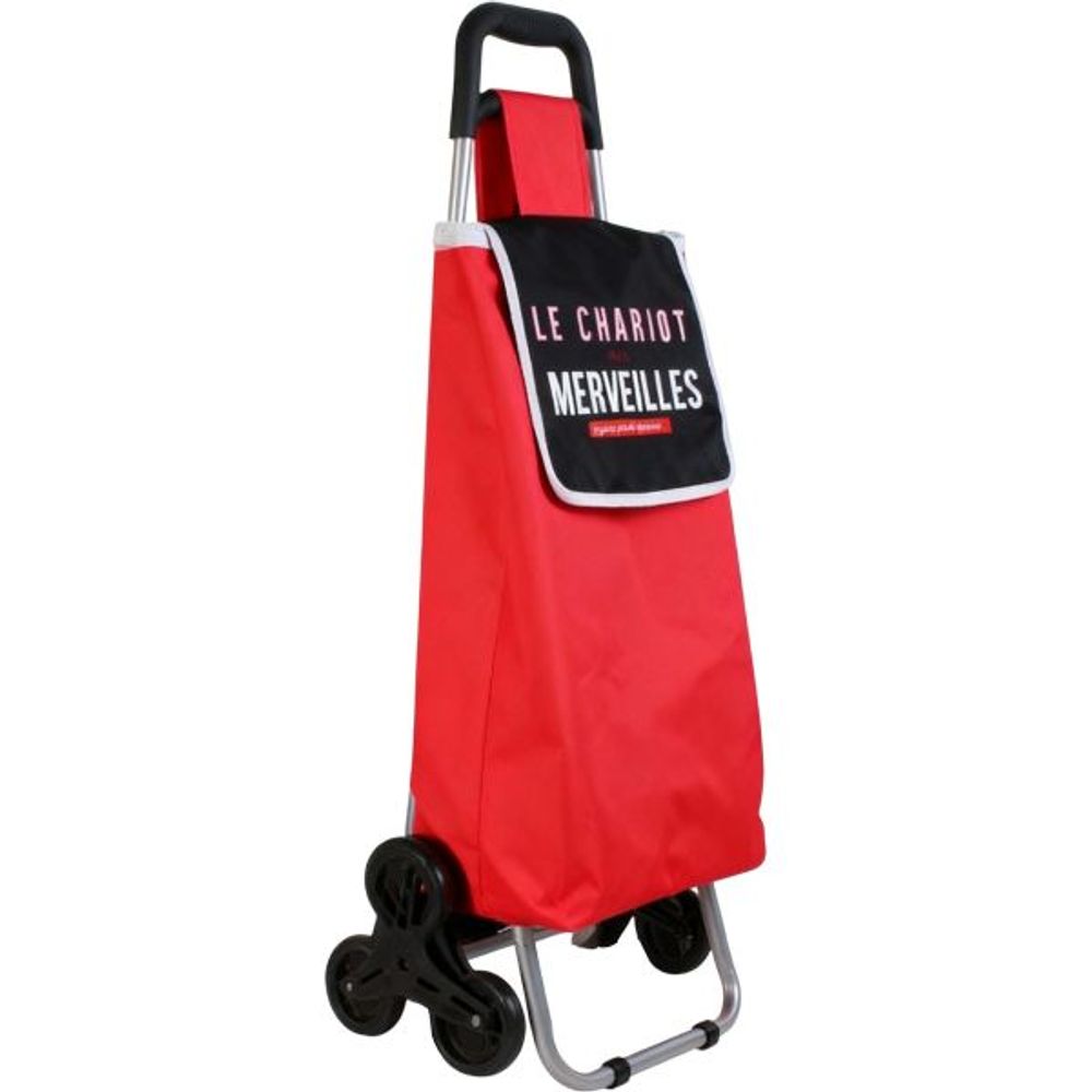 Chariot shopping en polyester 6 roues rouge