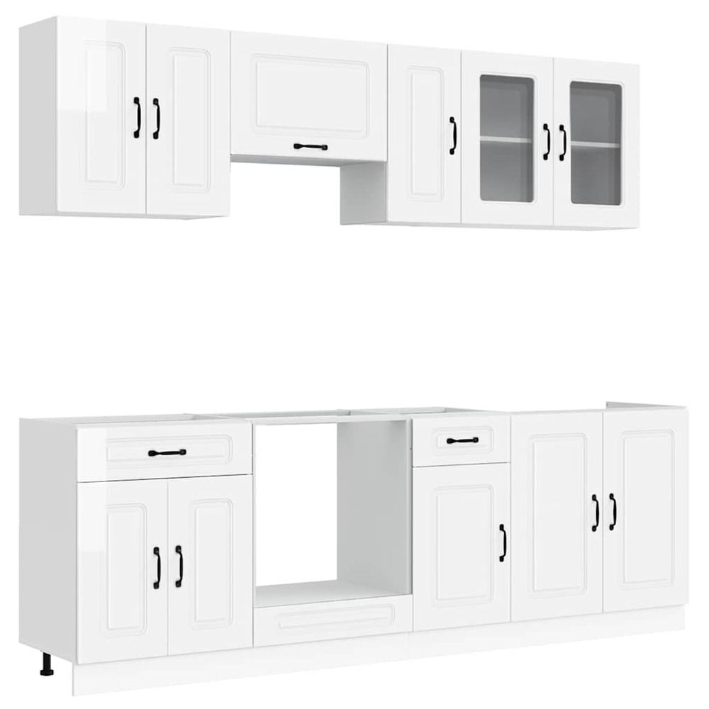Ensemble d'armoires de cuisine 8 pcs kalmar blanc brillant