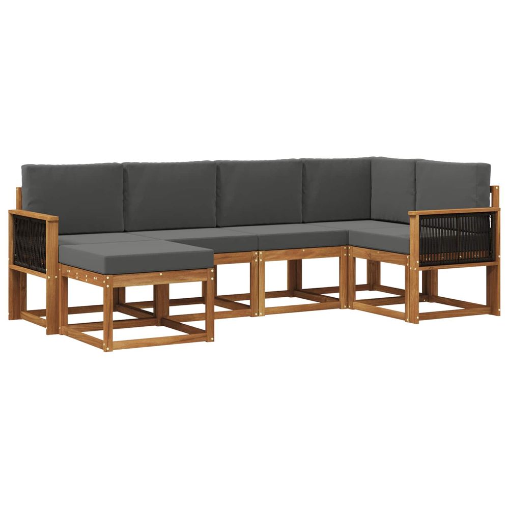 Ensemble de canapés d'extérieur 6 pc naturel et anthracite