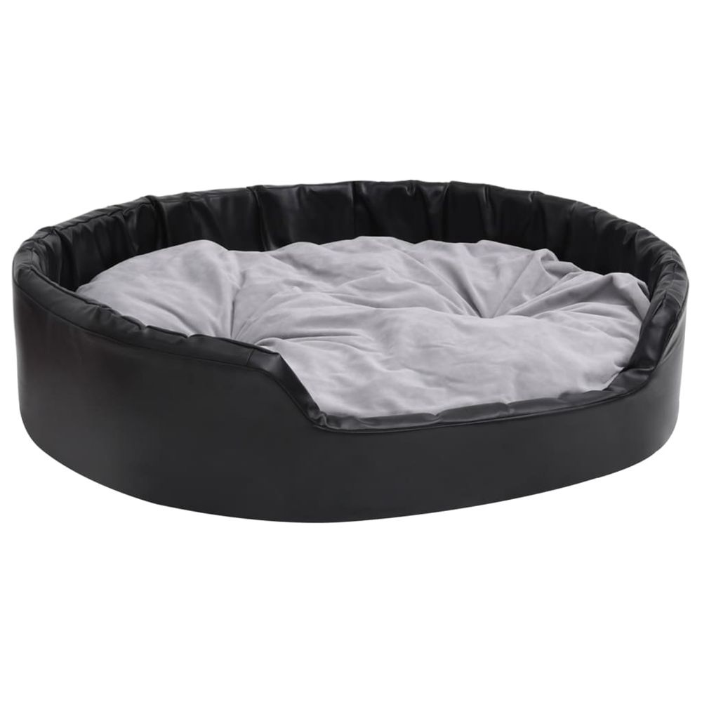 Lit chiens noir et gris 99x89x21 cm peluche et similicuir