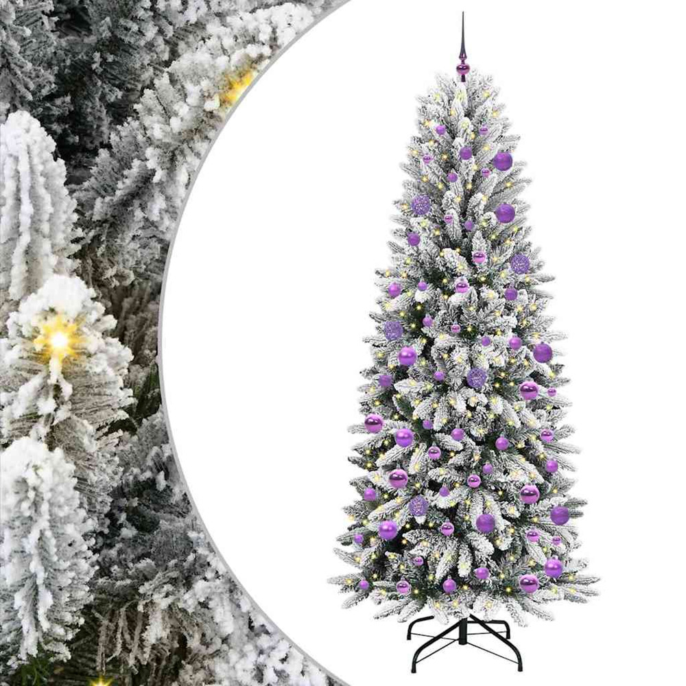 Sapin de noël artificiel avec 300 led avec support blanc 210 cm
