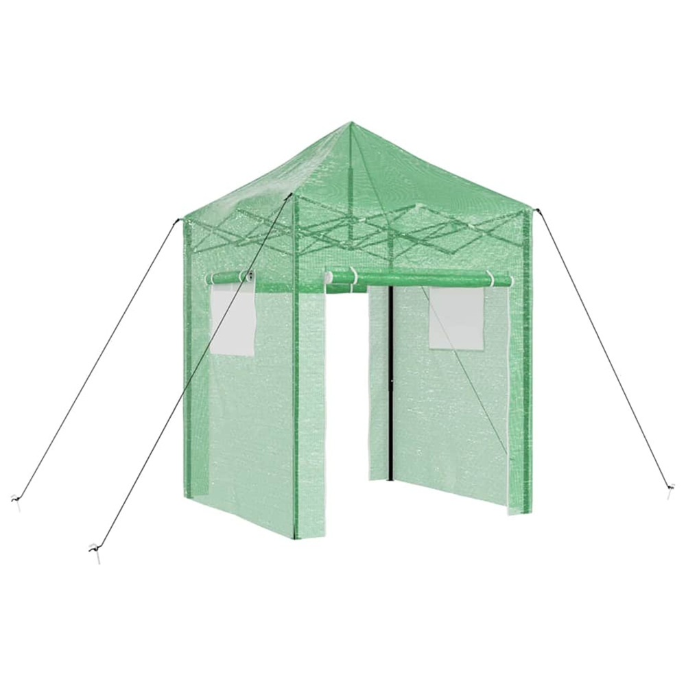 Serre avec cadre pop-up avec toit vert 200 x 200 x 300 cm fer