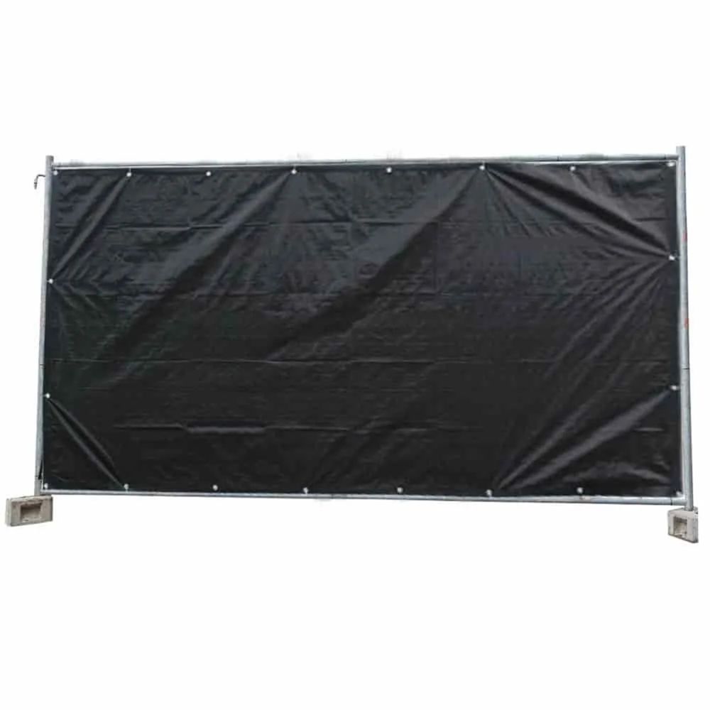 Bâche de clôture de chantier 160g/m² noir pe 1,76m x 3,41m