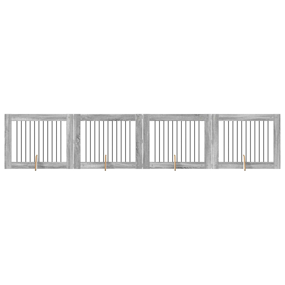 Portillon pour chien avec supports 4 pcs sonoma gris
