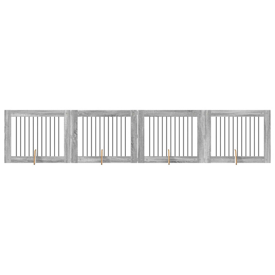Portillon pour chien avec supports 4 pcs sonoma gris
