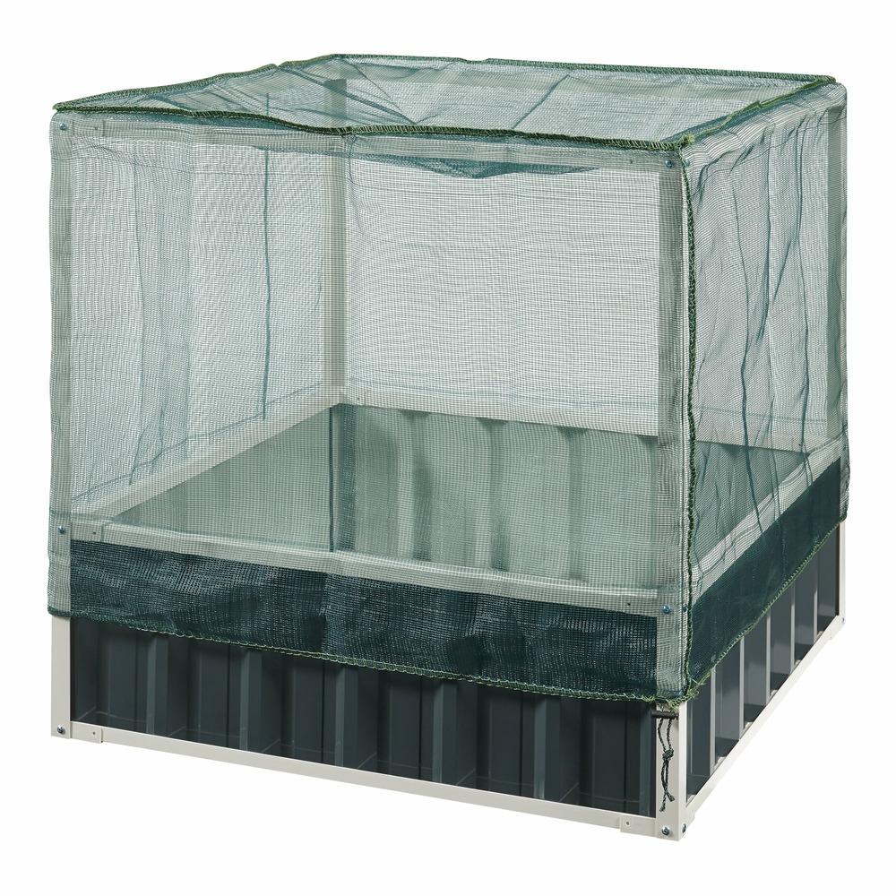 Jardinière bac à plante fleur surélevée 90 x 90 x 88 cm anthracite vert