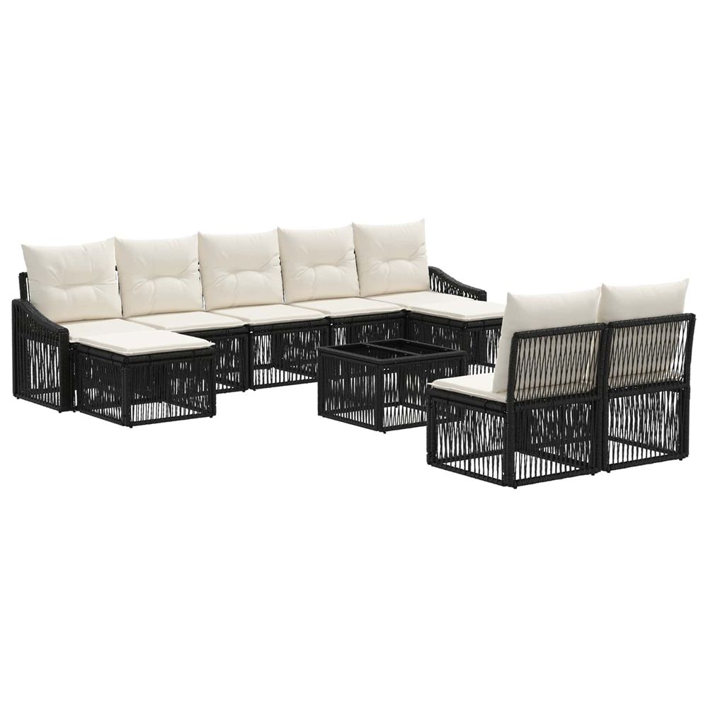 Ensemble de canapé de jardin 10 pc noir polyrotin