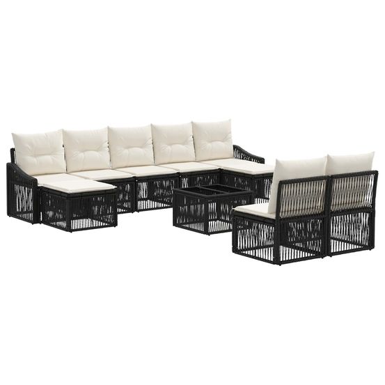 Ensemble de canapé de jardin 10 pc noir polyrotin